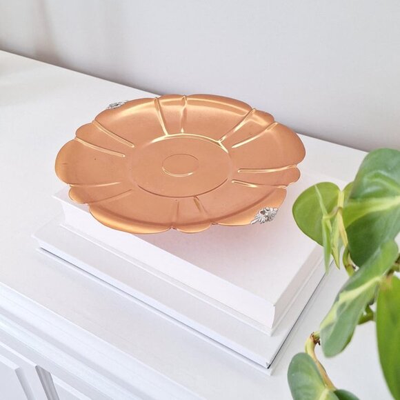 Vintage Copper Pedestal Desert Stand Tray Flemish Bowl - Picture 2 of 5